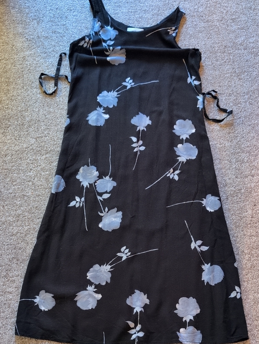 Worthington Black Dress with Light Gray Floral Motif